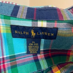 Ralph Lauren Colorful Plaid Cotton Shirt, Boys XL